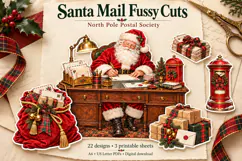 Santa Mail Christmas Fussy Cut Stickers Product Image 1