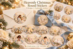 Heavenly Christmas Round Stickers Product Image 1