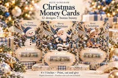 Blue Gingham Christmas Money Cards Product Image 1