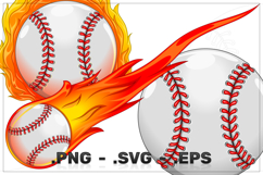 Baseball with Flames in Color Product Image 1