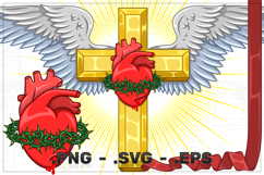 Winged Cross with Sacred Heart Product Image 1