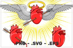 Realistic Heart Pierced by an Arrow of Love Product Image 1