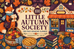 Little Autumn Society 100 Folk Gouache PNG Cliparts Product Image 1