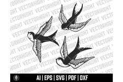 Swallow Birds, Swallow Svg, Eps, Ai, Dxf, Pdf. Martlet Product Image 1
