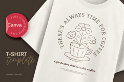 Floral Coffee Botanical Line Art T-Shirt Product Image 1