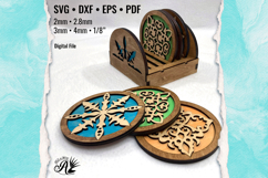 Mediterranean Coasters with Holder SVG laser cutter files Product Image 1
