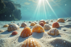 Seashells Sunrays Background Product Image 1