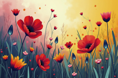 Red Poppy Flower Field Background Product Image 1