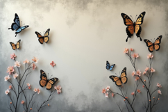Butterfly With Flowers Background Product Image 1