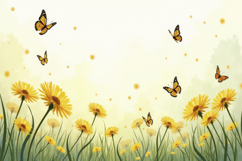 Butterfly With Yellow Flower Background Product Image 1