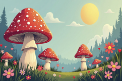 Cartoon Mushrooms Background Product Image 1