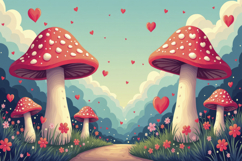 Cartoon Mushrooms Background Product Image 1
