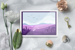 Lavender fields 3D papercut / lavender papercut SVG Product Image 2