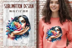 Watercolor Rainbow Roses Clipart| Flowers clip art PNG Product Image 9