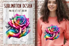 Watercolor Rainbow Roses Clipart| Flowers clip art PNG Product Image 11