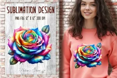 Watercolor Rainbow Roses Clipart| Flowers clip art PNG Product Image 12