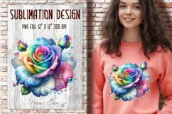 Watercolor Rainbow Roses Clipart| Flowers clip art PNG Product Image 13