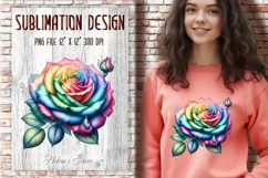 Watercolor Rainbow Roses Clipart| Flowers clip art PNG Product Image 14