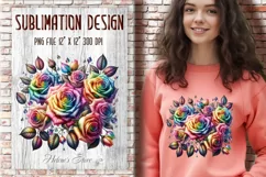 Watercolor Rainbow Roses Clipart| Flowers clip art PNG Product Image 16