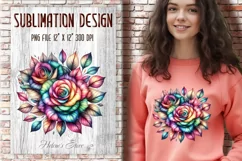 Watercolor Rainbow Roses Clipart| Flowers clip art PNG Product Image 17