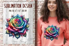 Watercolor Rainbow Roses Clipart| Flowers clip art PNG Product Image 19