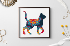 Shadow box cat mandala / Mandala cat layered paper cut svg Product Image 2