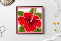 Tropical flowers shadow box / 3D Hibiscus Shadow box Product Image 2