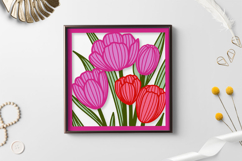 Bouquet of tulips paper cut / 3D cut file flower Product Image 2