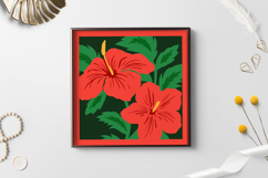 Tropical flowers shadow box / 3D Hibiscus Shadow box Product Image 2
