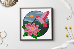 Hummingbird Layered papercut / Flower Layered paper cut Product Image 2