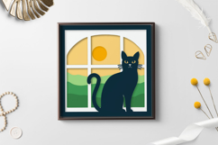 Cat Perfect for making shadow box / Cat layered paper cut Product Image 2