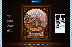 Snow Globe Shadow Box SVG | Layered Winter Scene Product Image 4