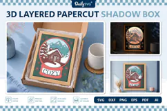 Snow Globe Shadow Box SVG | Layered Winter Scene Product Image 3