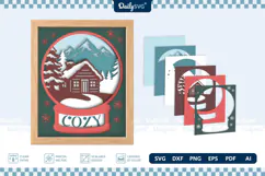 Snow Globe Shadow Box SVG | Layered Winter Scene Product Image 2