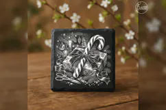 The Parcel-Tied Candy Cane Christmas Engraving PNG Product Image 3