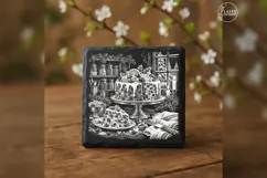 Candied Christmas Fruitcake Winter Baking Engraving PNG Product Image 3