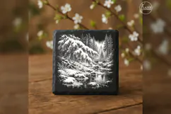 The Bough Above the Stream Winter Nature Laser Engraving PNG Product Image 1