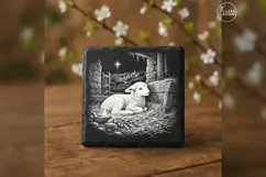 Lamb Beside Manger Laser Engraving PNG Product Image 2