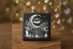The Crescent Oracle Gothic Celestial Laser Engraving PNG Product Image 3