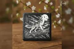 The Fallen-Log Howl Gothic Animal Laser Engraving PNG Product Image 3