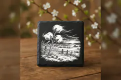 The Cotton Field at First Frost Laser Engraving PNG Product Image 3
