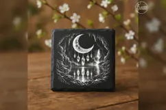 The Crystal Moonfall Gothic Celestial Laser Engraving PNG Product Image 1