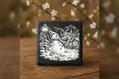 The Laughing Scarf Snowman Laser Engraving PNG Product Image 1