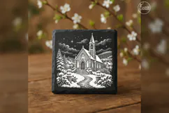 The Chapel of First Snow Christmas Village Laser Engraving P Product Image 1