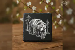 The Pine-Shadow Bear Woodland Animal Laser Engraving PNG Product Image 1