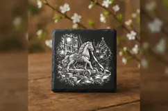 The Ribbon-Pull Cavalier Christmas Laser Engraving PNG Product Image 3
