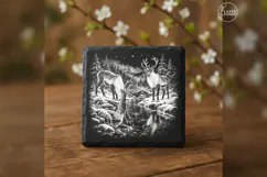 Silverwater Pair Reindeer Forest Christmas Laser PNG Product Image 3