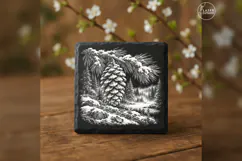 The Open Pinecone Winter Nature Laser Engraving PNG Product Image 3