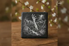 The Unfinished Burial Halloween Cemetery Engraving PNG Product Image 3