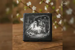 Holy Family at Cradle Laser Engraving PNG Product Image 3